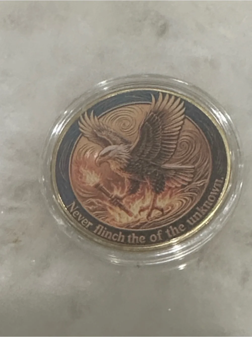 Decorative Eagle Flame Coin - Brown and Gold Accent